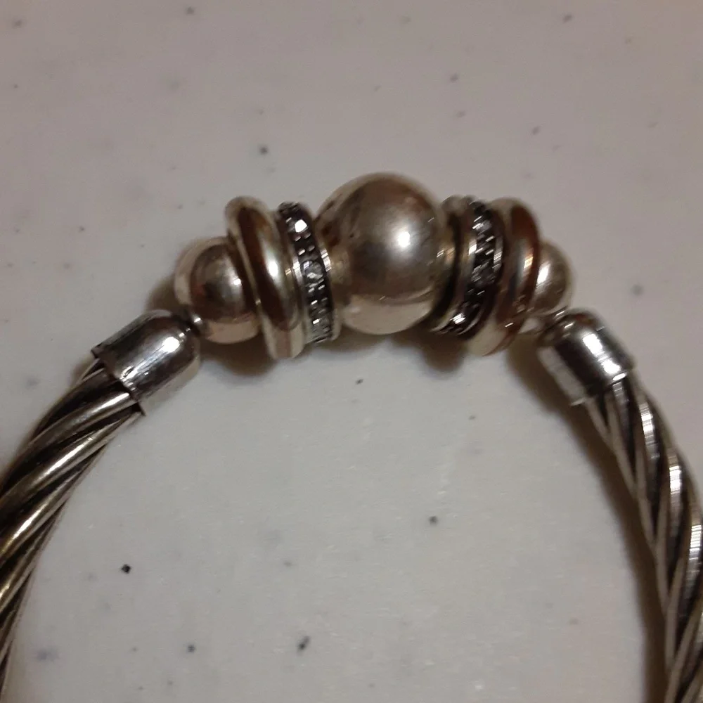 Silver Tone & Rhinestone Stretch Bracelet